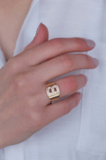 14 Ayar Altın Taşlı B Harf Yüzük 535 - Görsel 2