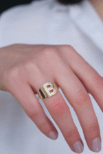 14 Ayar Altın Taşlı B Harf Yüzük 535