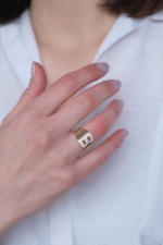 14 Ayar Altın Taşlı B Harf Yüzük 535 - Görsel 3