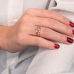 14 Ayar Altın Yeşil Taşlı İkili Yüzük 130