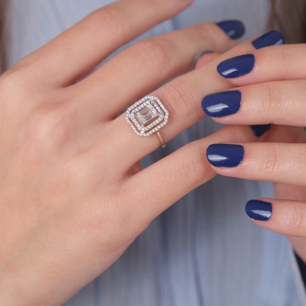 14 Ayar Beyaz Altın Baget Yüzük 227