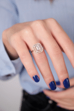 14 Ayar Beyaz Altın Baget Yüzük 227 - Görsel 3