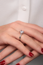 14 Ayar Beyaz Altın Tektaş Yüzük 153 - Görsel 2