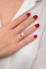 14 Ayar Beyaz Altın Tektaş Yüzük 153 - Görsel 3