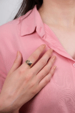 14 Ayar Altın Mor Taşlı Şovalye Yüzük 96 - Görsel 2