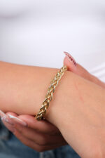 14 Ayar Altın Cetaş Örgü Zincir Bileklik 471 - Görsel 4