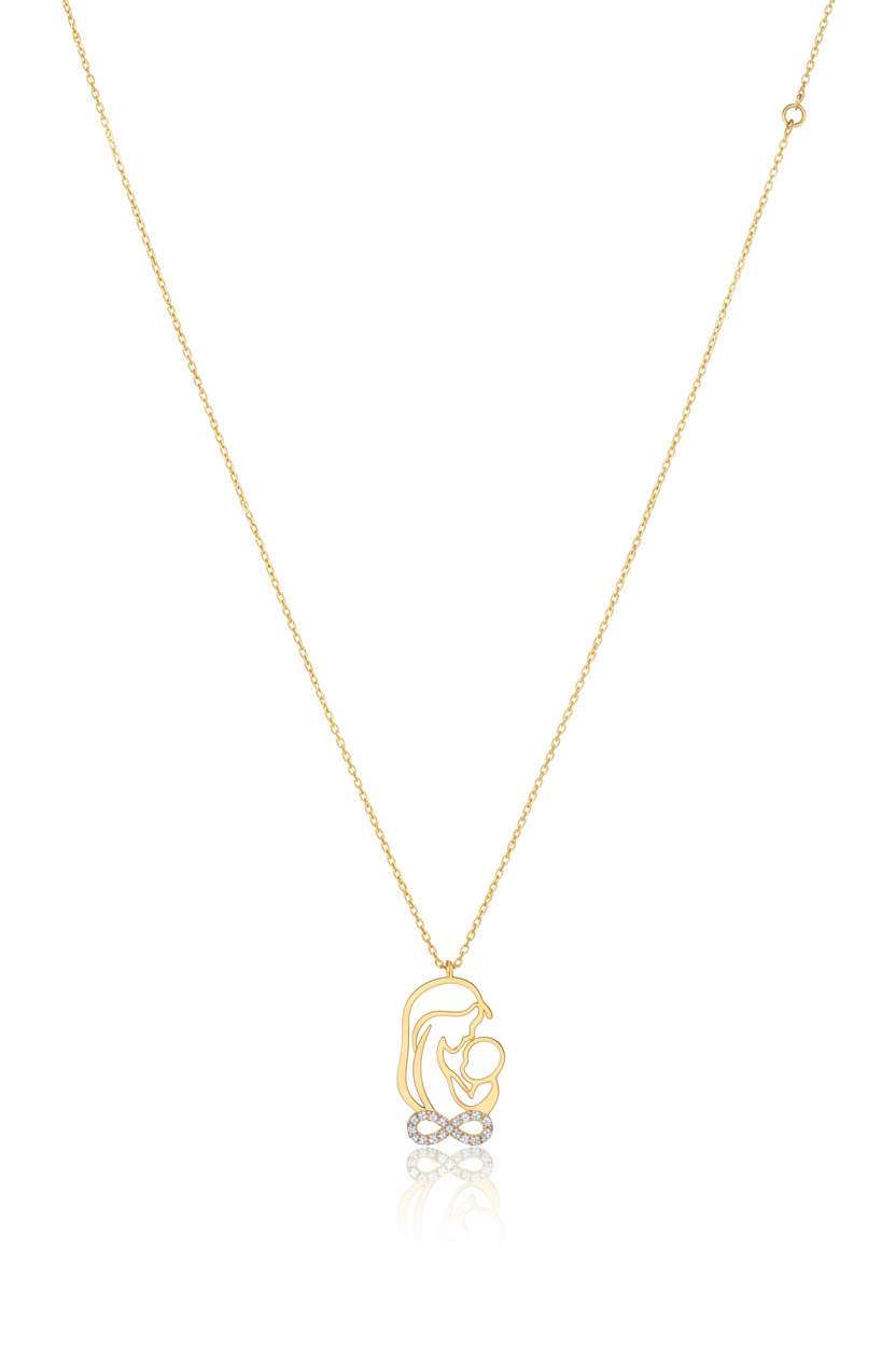 14 Ayar Altın Anne Çocuk Kolye 84