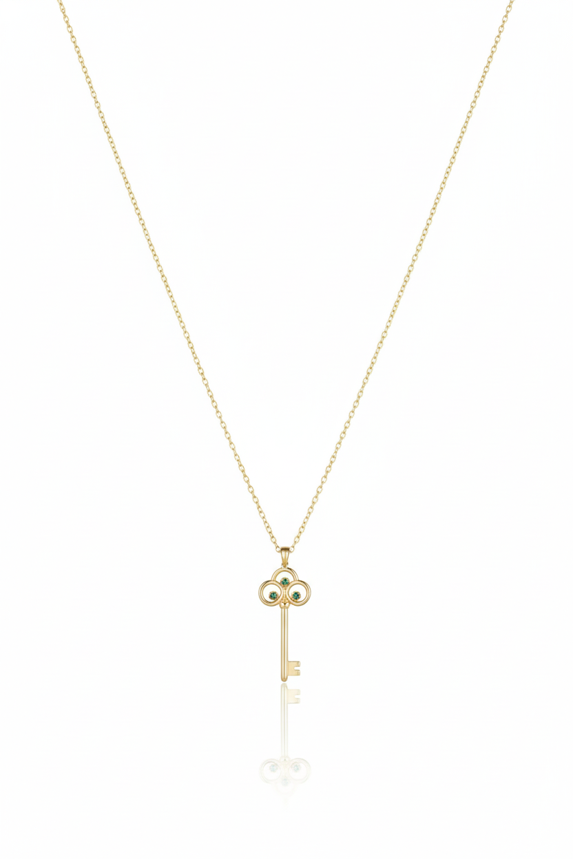 Gemini_Generated_Image_rra7hdrra7hdrra7 14 Ayar Altın Anahtar Kolye 442 - Görsel 1