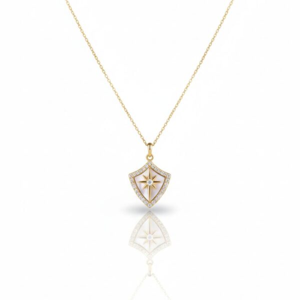 14 Ayar Altın Sedefli Rozet Kolye 441