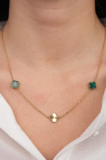 14 Ayar Altın Yeşil Yonca Kolye 50 - Görsel 2