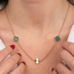 14 Ayar Altın Yeşil Yonca Kolye 50