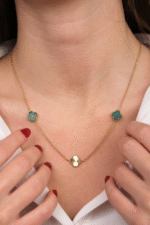 14 Ayar Altın Yeşil Yonca Kolye 50