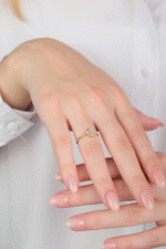 14 Ayar Altın Taşlı Minimal Yüzük 98 - Görsel 3