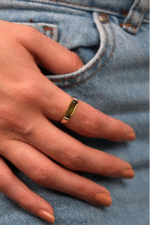 14 Ayar Altın Yeşil Taşlı Yüzük 164 - Görsel 2