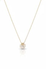 14 Ayar Altın Beyaz Taşlı Yonca Kolye 121