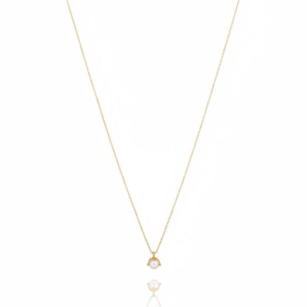 14 Ayar Altın Beyaz Boncuk Kolye 356