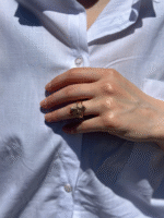 14 Ayar Pembe Taşlı Oklu Yüzük 916 - Görsel 4