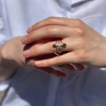 14 Ayar Pembe Taşlı Oklu Yüzük 916