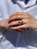 14 Ayar Pembe Taşlı Oklu Yüzük 916