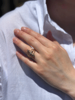 14 Ayar Pembe Taşlı Oklu Yüzük 916 - Görsel 2