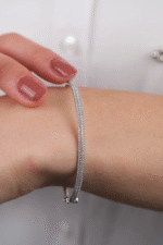 14 Ayar Altın Beyaz Taşlı Kelepçe105 - Görsel 2