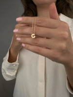 14 Ayar Altın C Harf Kolye 517 - Görsel 4