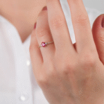 14 Ayar Altın Pembe Taşlı Yüzük 717