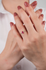 14 Ayar Altın Pembe Taşlı Yüzük 717 - Görsel 3