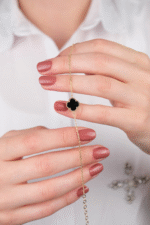 14 Ayar Altın Siyah Yonca Bileklik 792 - Görsel 4