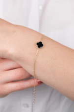 14 Ayar Altın Siyah Yonca Bileklik 792 - Görsel 3