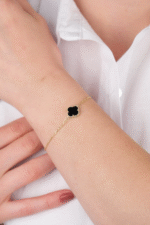 14 Ayar Altın Siyah Yonca Bileklik 792