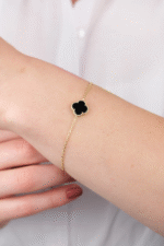 14 Ayar Altın Siyah Yonca Bileklik 792 - Görsel 2
