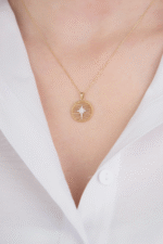 14 Ayar Altın Taşlı Kuzey Yıldızı Kolye 552