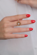 14 Ayar Altın Taşlı Kuzey Yıldızı Kolye 552 - Görsel 3