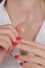 14 Ayar Altın Taşlı Kuzey Yıldızı Kolye 552 - Görsel 4