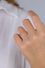 14 Ayar Altın Taşlı Minimal Yüzük 780 - Görsel 3