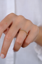 14 Ayar Altın Taşlı Minimal Yüzük 780 - Görsel 4