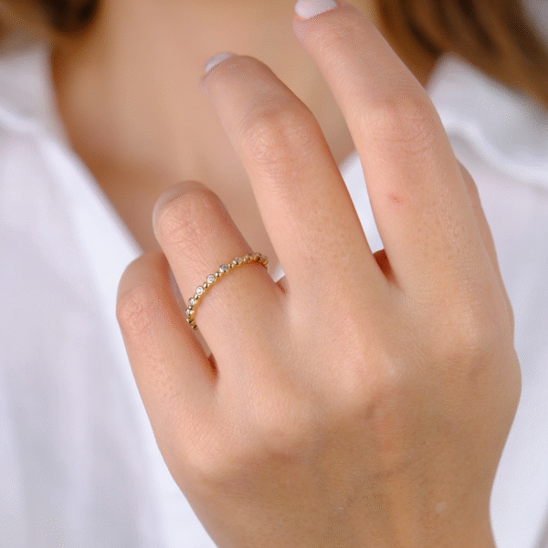 14 Ayar Altın Taşlı Minimal Yüzük 780