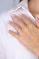 14 Ayar Altın Üç Taş Minimal Yüzük 770 - Görsel 2