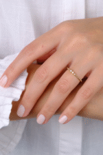 14 Ayar Altın Üç Taş Minimal Yüzük 770 - Görsel 3