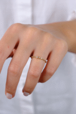 14 Ayar Altın Üç Taş Minimal Yüzük 770 - Görsel 4