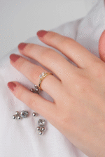 14 Ayar Altın Yaprak Kesimli Taşlı Yüzük 522 - Görsel 3