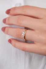 14 Ayar Altın Yaprak Kesimli Taşlı Yüzük 522 - Görsel 2