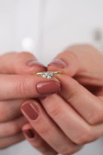 14 Ayar Altın Yaprak Kesimli Taşlı Yüzük 522 - Görsel 5