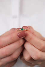 14 Ayar Altın Yeşil Beyaz Taşlı Yüzük 749 - Görsel 4