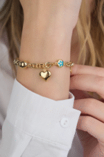 14 Ayar Altın Kalp Sallantılı Bileklik 641 - Görsel 2