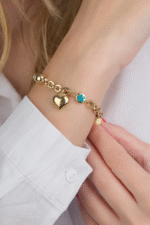 14 Ayar Altın Kalp Sallantılı Bileklik 641