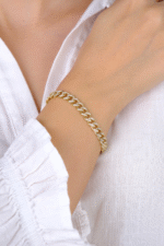 14 Ayar Altın Taş Detaylı Gurmet Zincir Bileklik 803 - Görsel 3