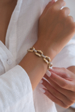 14 Ayar Altın Taşlı Zincir Bileklik 457