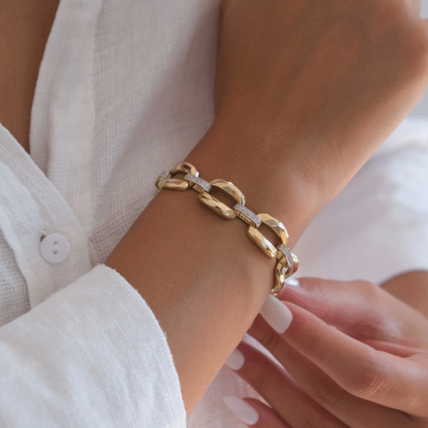 14 Ayar Altın Taşlı Zincir Bileklik 457